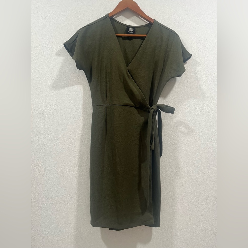 Bobeau Forest Green Midi Wrap Dress